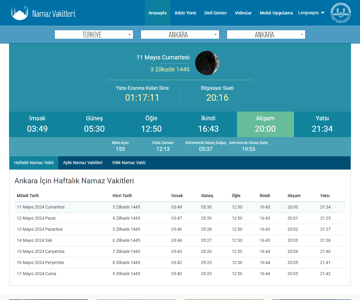 namazvakitleri.diyanet.gov.tr