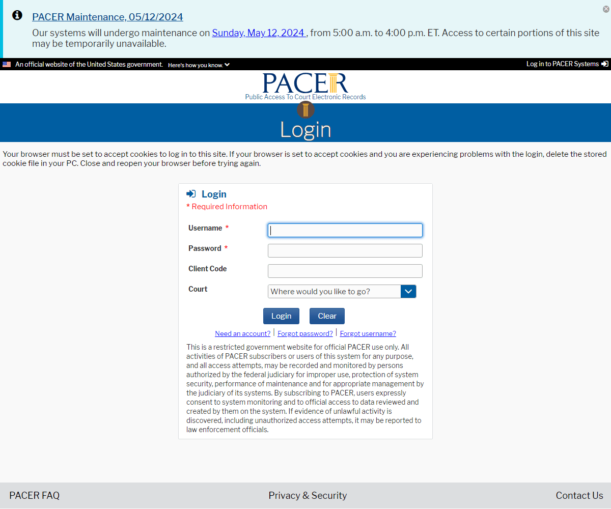 pacer.login.uscourts.gov