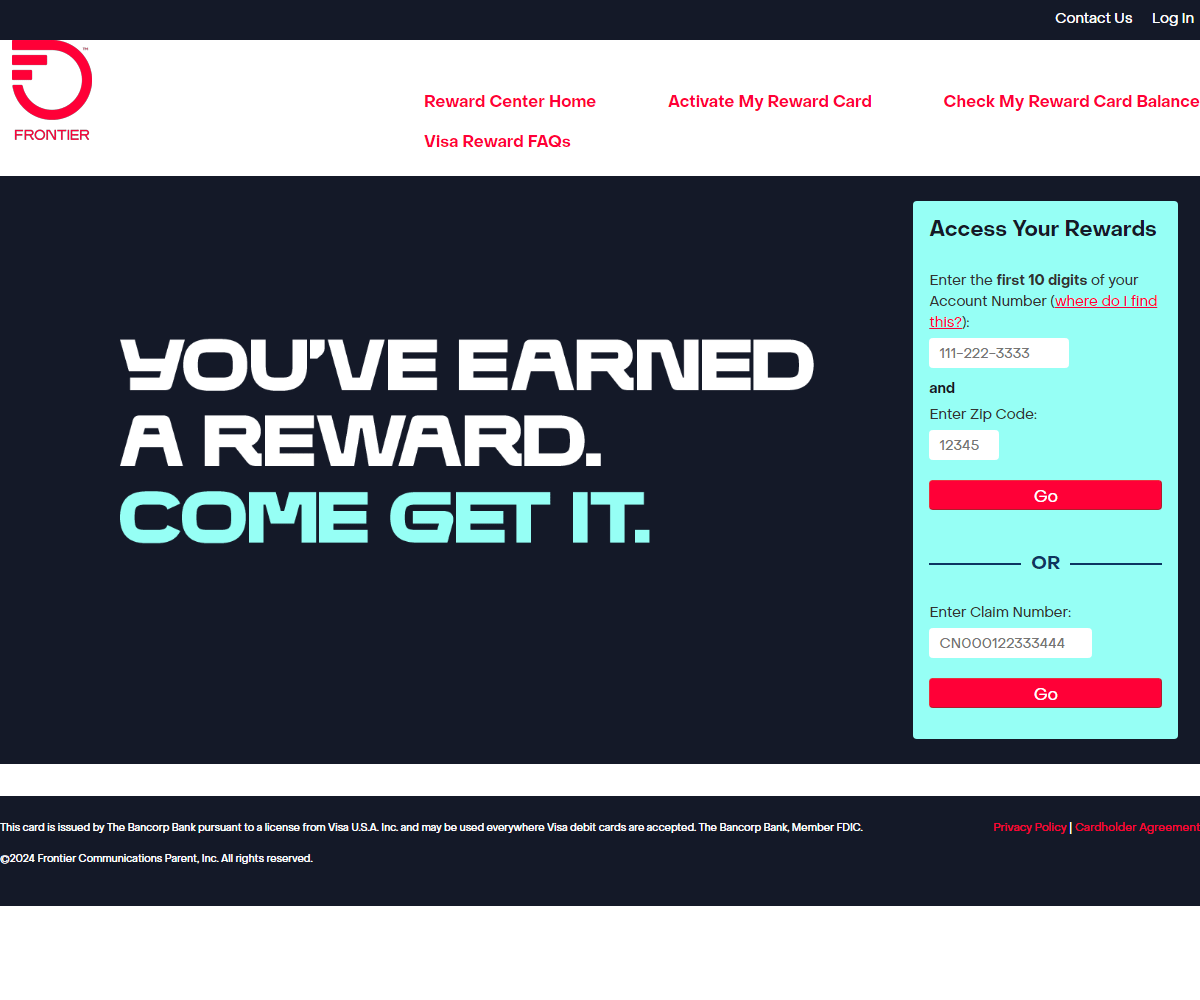 rewardcenter.frontier.com